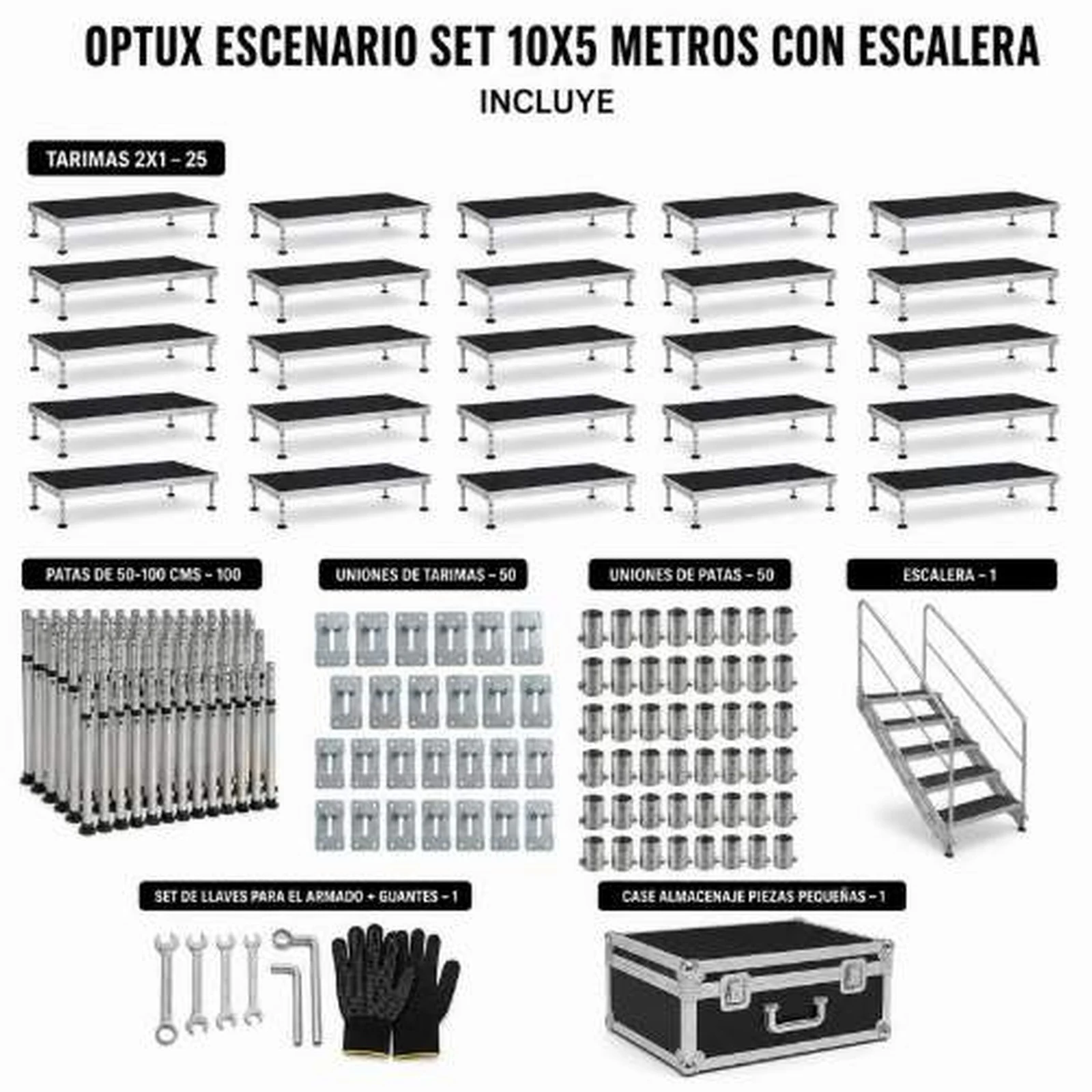 Vista 6 de Set Escenario 10x5 Metros con Escalera Optux
