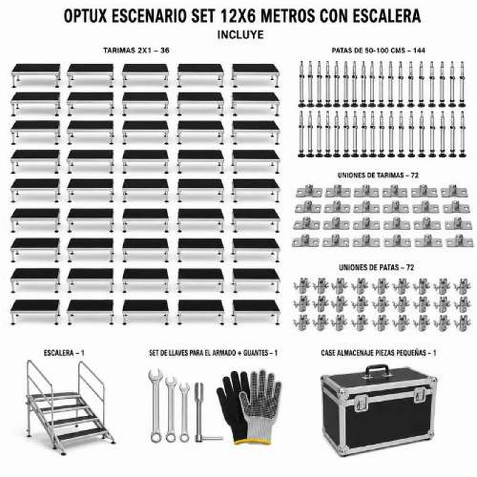 Vista 8 de Set Escenario 12x6 Metros con Escalera Optux
