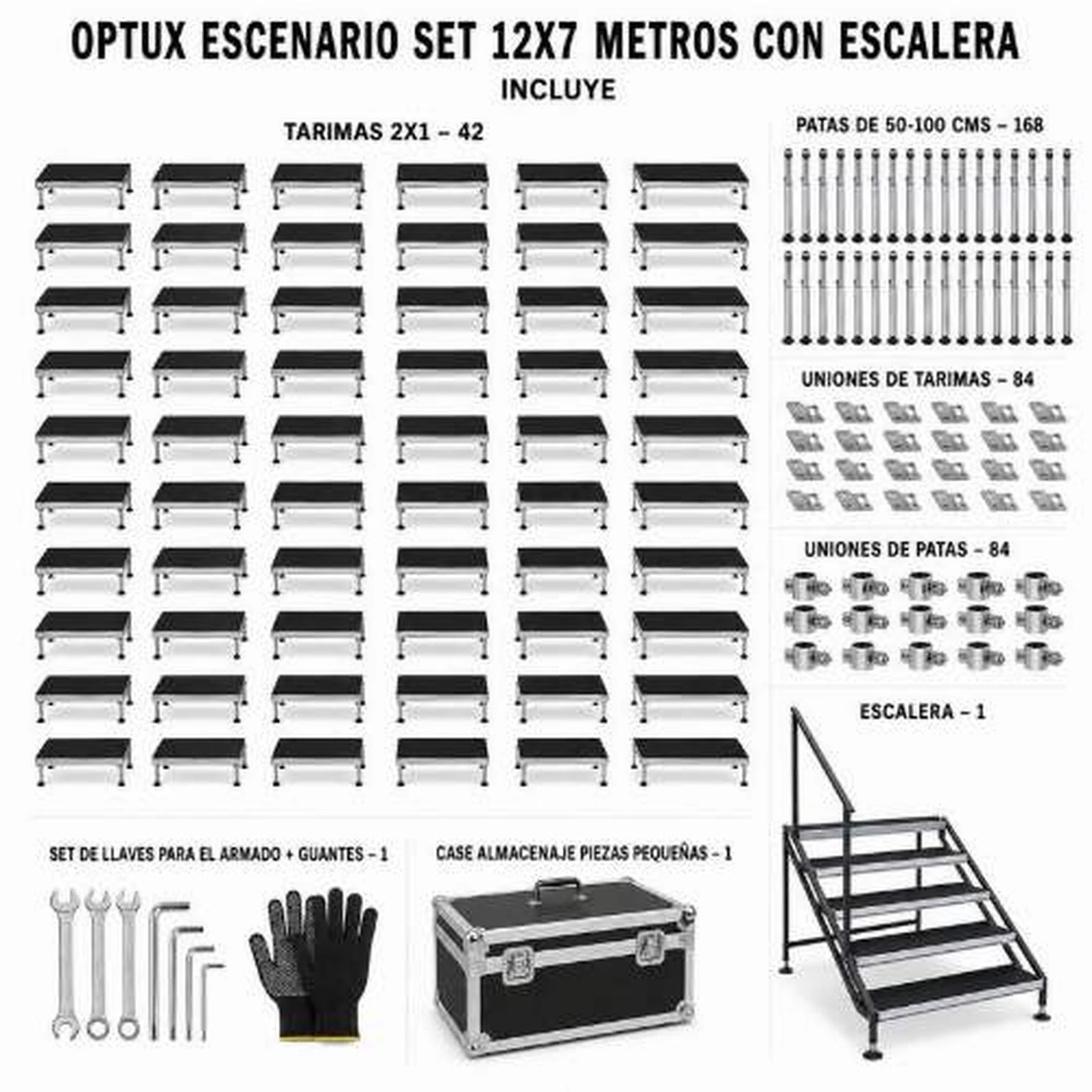 Vista 7 de Set Escenario 12x7 Metros con Escalera Optux