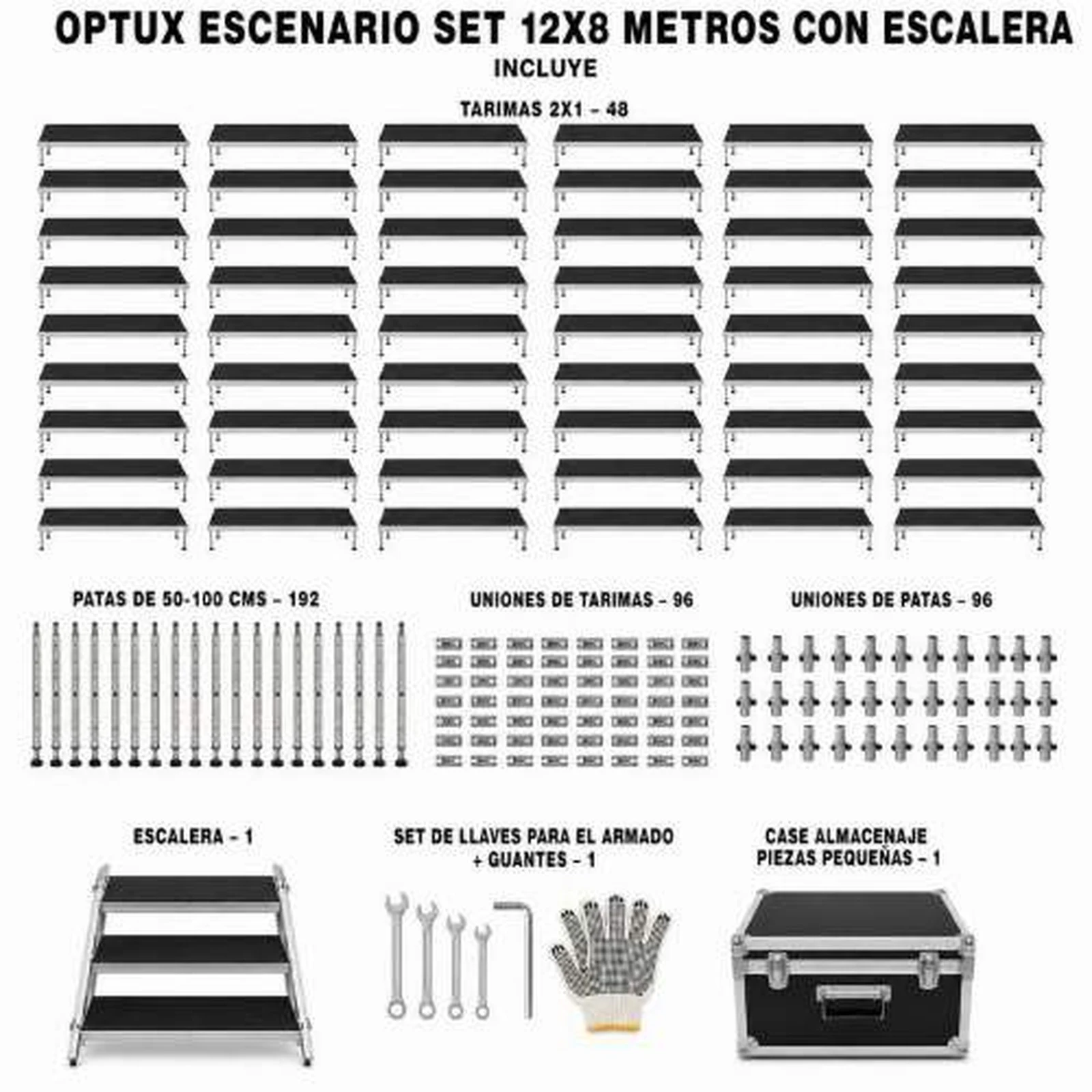 Vista 7 de Set Escenario 12x8 Metros con Escalera Optux
