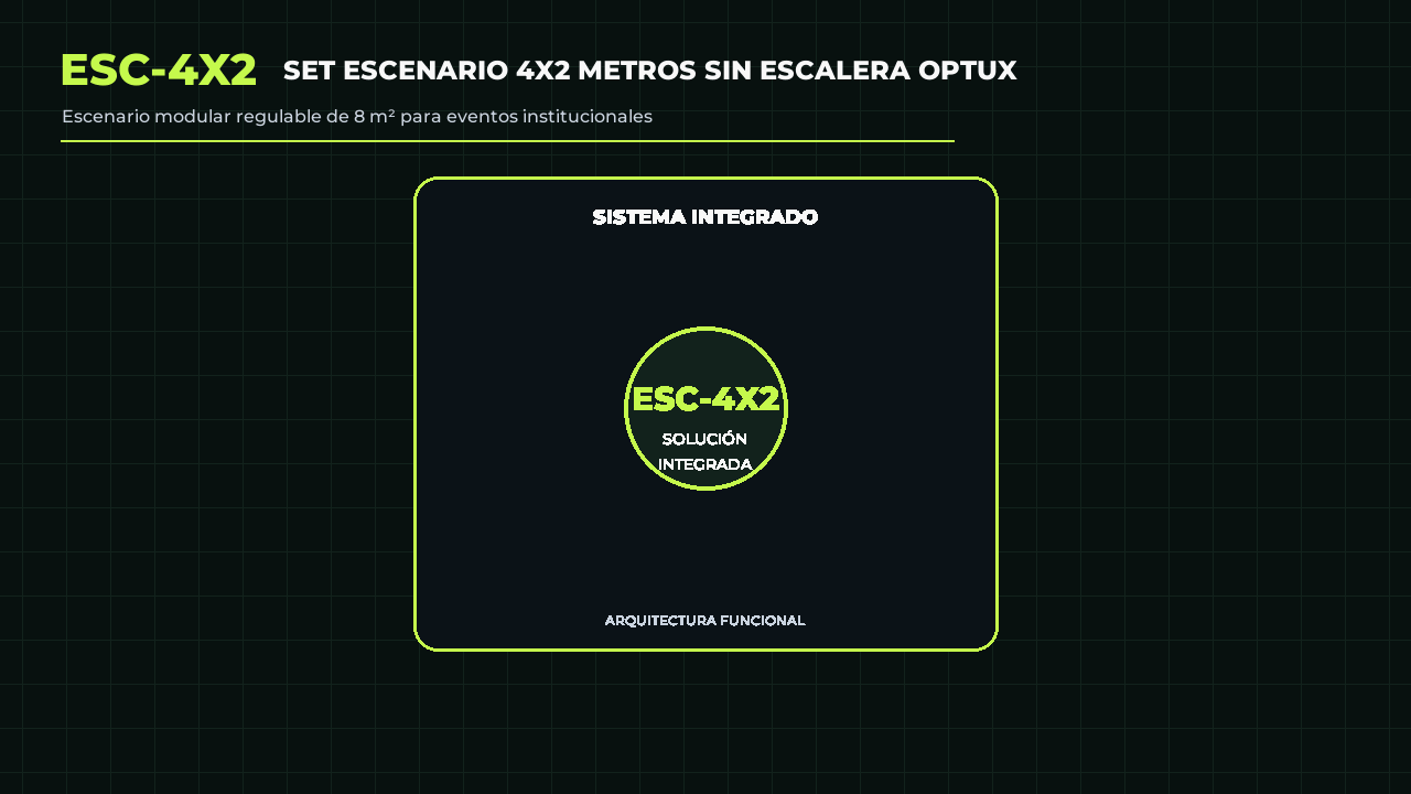 Animación referencial de Set Escenario 4x2 Metros Sin Escalera Optux