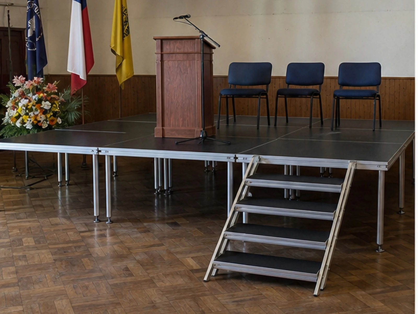 Vista 21 de Set Escenario 6x4 Metros con Escalera Optux