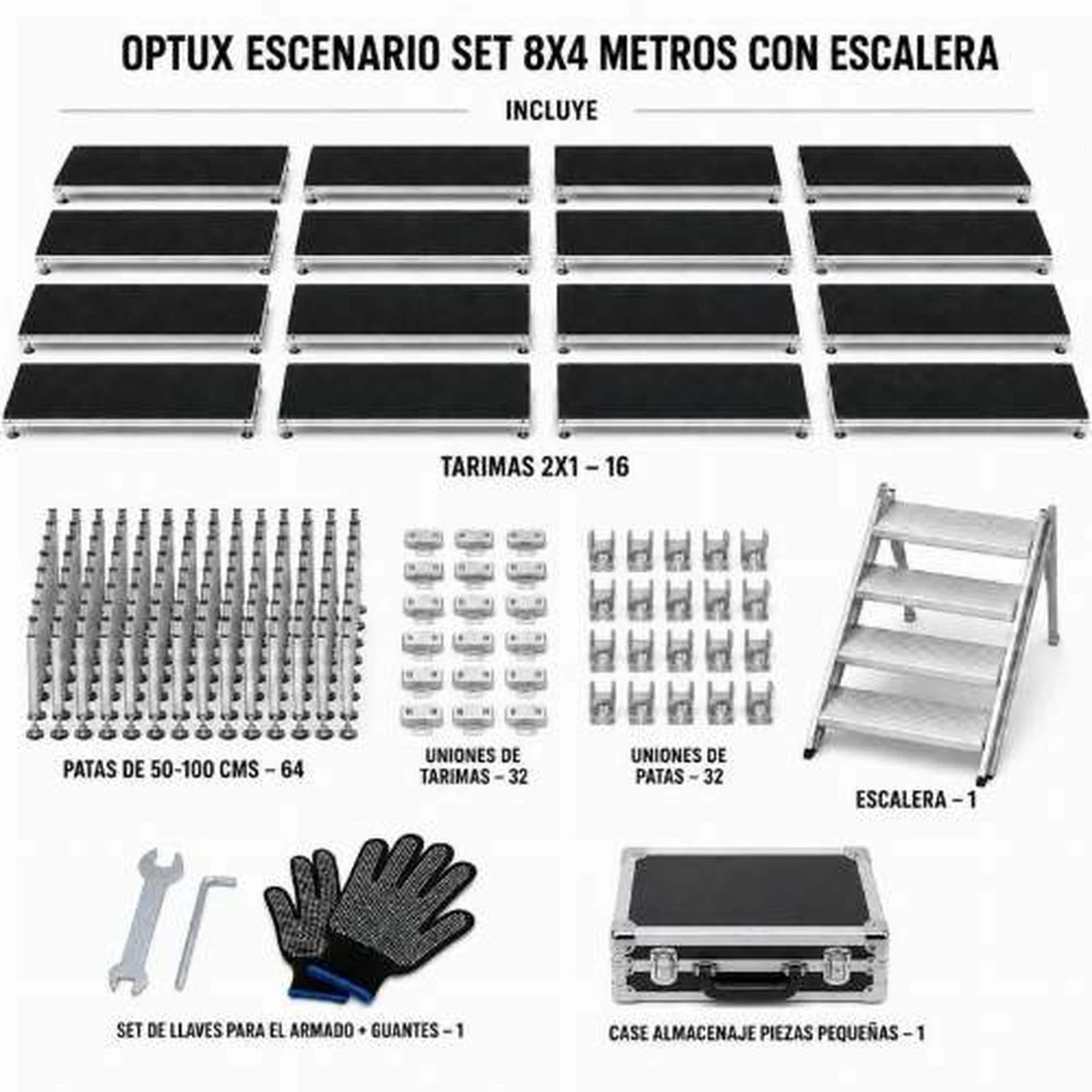 Vista 7 de Set Escenario 8x4 Metros con Escalera Optux