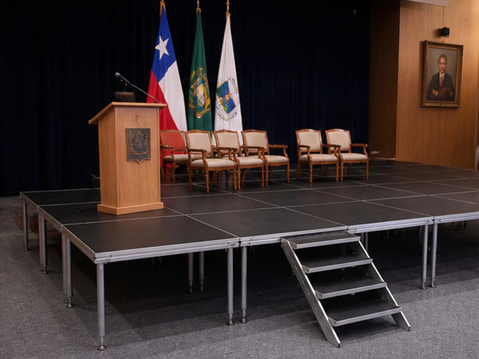 Vista 25 de Set Escenario 8x4 Metros con Escalera Optux